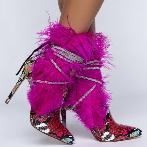 AZALEA WANG KILLER ON THE MOVE STILETTO BOOTIE IN MULTI - Picture 2 of 7